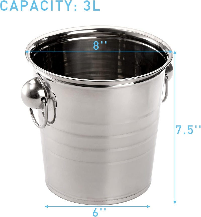 ZENFUN 2 Pack 3 Quart Ice Bucket with Handles, Beverage Tub with Handles, Galvanized Metal Ice Bucket, Drink and Wine Chiller for Bar, Party, BBQ, Great for Indoor and Outdoor Use - Image 2